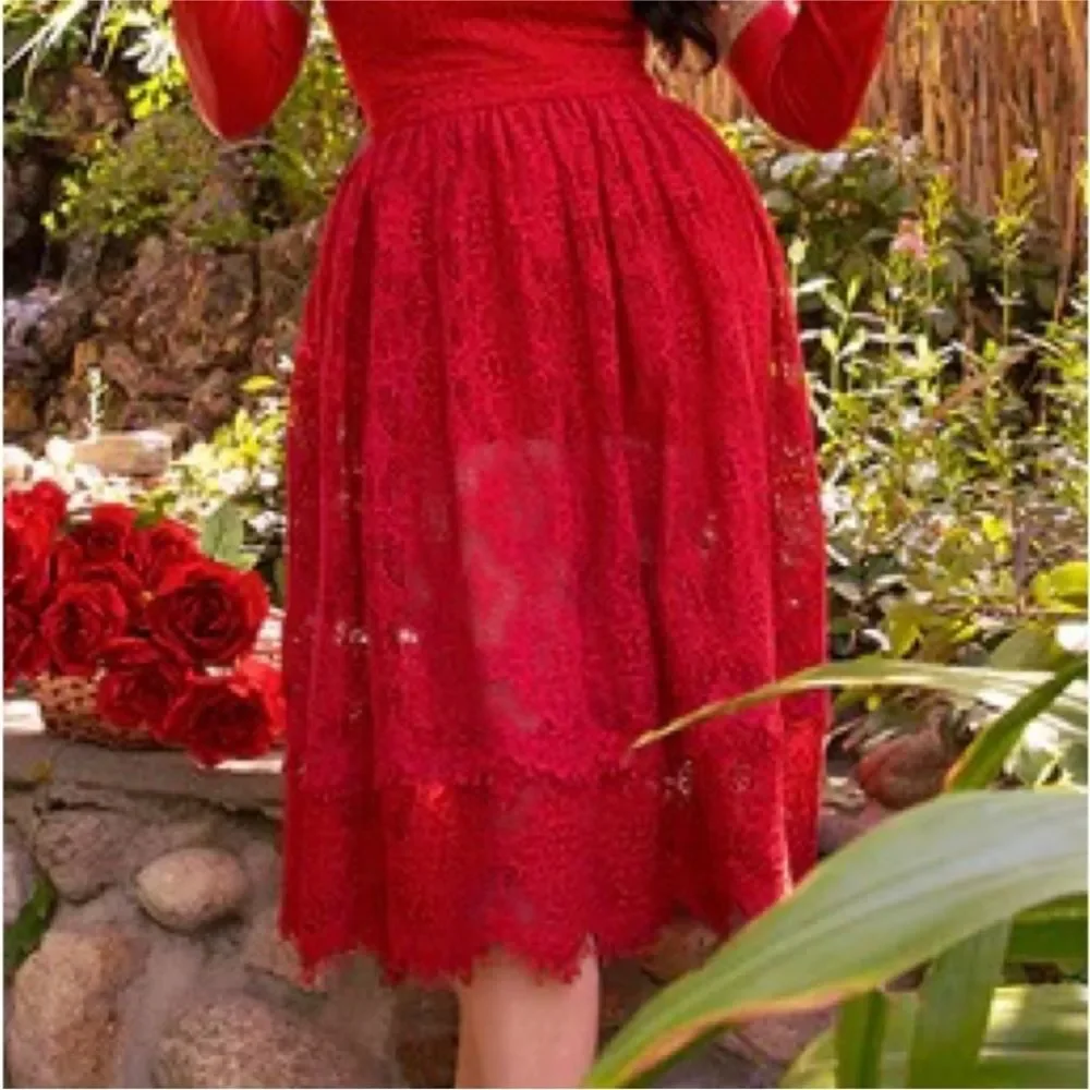 La Femme en Noir Southern Gothic SET with Top and Skirt in Crimson Red - XS